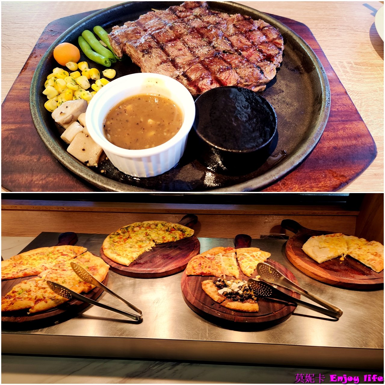 【台南美食餐廳】*牛室炙燒牛排Beefhouse 台南海安店*，台南北區牛排館，Costco附近，平日午餐只要點299豬排就附免費吃到飽自助吧，牛排鮮嫩，自助沙拉吧還有超好吃的現做現烤披薩!(2024年二訪)