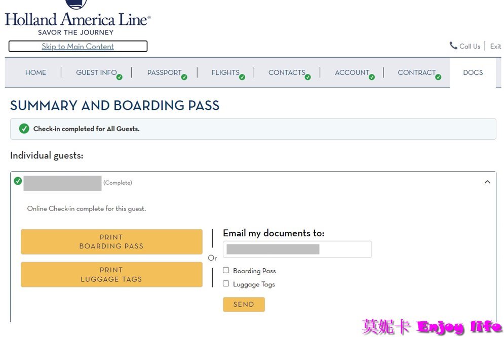 【荷美郵輪】*Holland America荷美郵輪線上Check in*，詳細步驟教學!!!讓你可以快速登船!!!