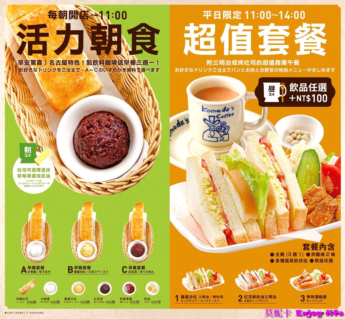 【台南美食餐廳】Komeda's Coffee客美多台南平實公園店，來自名古屋的特色咖啡店，早餐只要點飲料就附贈美味吐司！