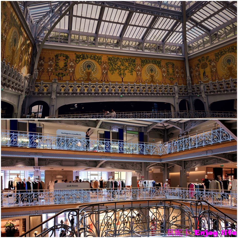 【巴黎景點】*Samaritaine Paris Pont-Neuf莎瑪麗丹百貨*， 周杰倫MV拍攝點，位於塞納河畔，羅浮宮附近，透明的玻璃屋頂搭配上旁邊的美麗壁畫，古典又現代的美麗百貨!!!