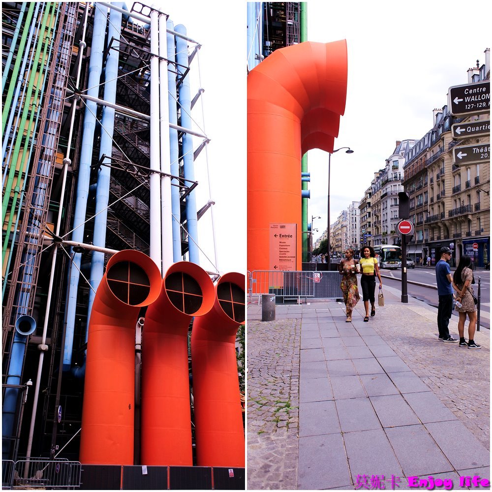 【巴黎景點】*龐畢度 巴黎藝術中心 Centre Georges Pompidou*，巴黎最大當代藝術收藏館，登上最高觀景台，可以看到巴黎鐵塔等景點建築!!!