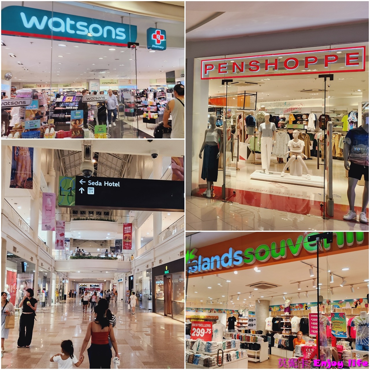 【宿霧景點】*阿亞拉宿霧購物中心Ayala Center Cebu Mall*，可以換匯，還有超市可以買各式伴手禮跟芒果乾，也有珍珠奶茶跟好吃的Kuya J菲律賓餐廳，逛到迷路的超大又漂亮Shopping mall !!!